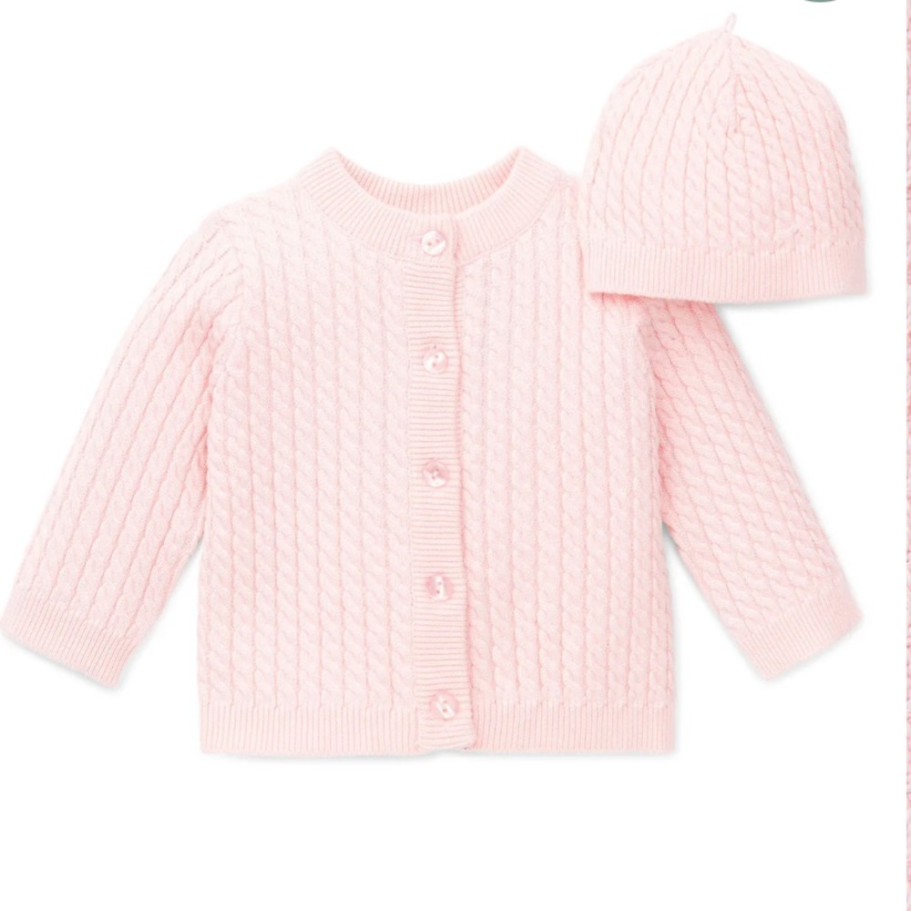 Little me pink cable sweater (hat not included)